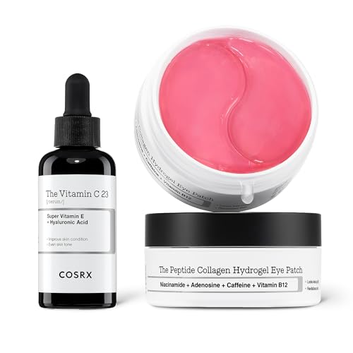 COSRX Pure Vitamin C 23% Serum + Peptide Collagen Hydrogel Eye Patch, Korean Skin Care