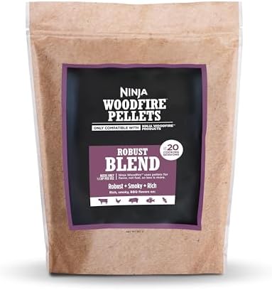 Ninja XSKOP2R Woodfire Pellets, Robust Blend 2-lb Bag, Up to 20 Cooking Sessions, 100% Real Wood Pellets, Only Compatible with Ninja Woodfire Grills & Ovens, Robust Blend