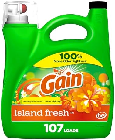 Gain + Aroma Boost Liquid Laundry Detergent, Island Fresh Scent, 107 Loads, 154 fl oz, HE Compatible