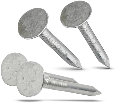 (1000 Pack) 1 Inch - Galvanized Roofing Nails Professional Grade - Used to fasten roofing felt, asphalt singles & insulation board (1000)