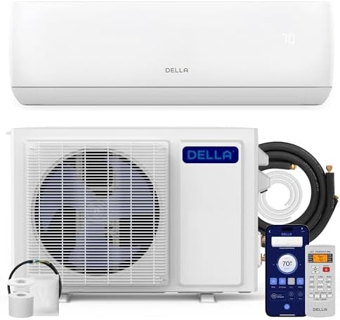 DELLA Motto Series 18000 BTU Wifi Enabled Mini Split 19 SEER2 Cools Up to 1000 Sq.Ft, 208-230V, Works with Alexa, Air Conditioner & Heater with Pre-Charged Heat Pump