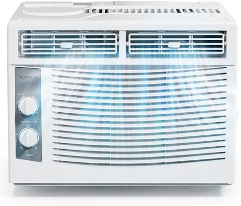 ROVSUN 5000 BTU Window Air Conditioner, Window AC Units with Mechanical Controls & Easy Install Kit, Ideal for Rooms up to 150 Square Feet, 115V/60Hz, White