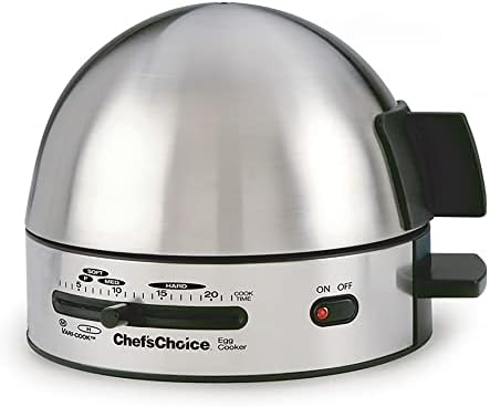Chef'sChoice Automatic Electric Egg Cooker 7-Egg Capacity with Electronic Timer, Audible Signal & Nonstick Stainless Steel Design Hard-or Soft-Cook 7 or 3 Poached or Scrambled, 350-Watts, Metallic