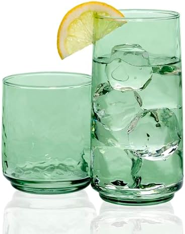 Anchor Hocking Fern Green Brockhill Drinking Glasses (16-Pieces, 12-ounce and 18-ounce, dishwasher safe)