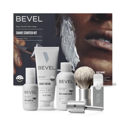 Bevel Shaving Kit for Men, Includes Safety Razor with 40 Replacement Blades, Luxury Shaving Brush, Pre Shave Oil, Shave Cream and Balm (Packaging May Vary)
