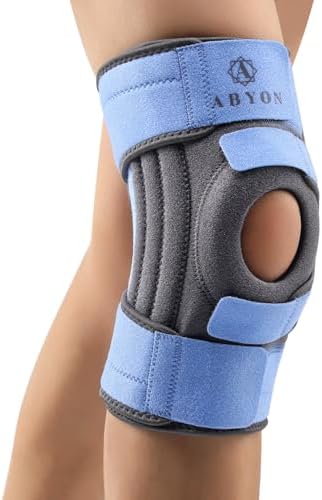 ABYON Knee Brace for Women & Men Meniscus Tear, ACL, Arthritis, Knee Support with Triple Side Stabilizers and Adjustable 360° Wraparound Strap for Maximum Knee Pain Support and Fast Recovery - Please Check How To Size Video