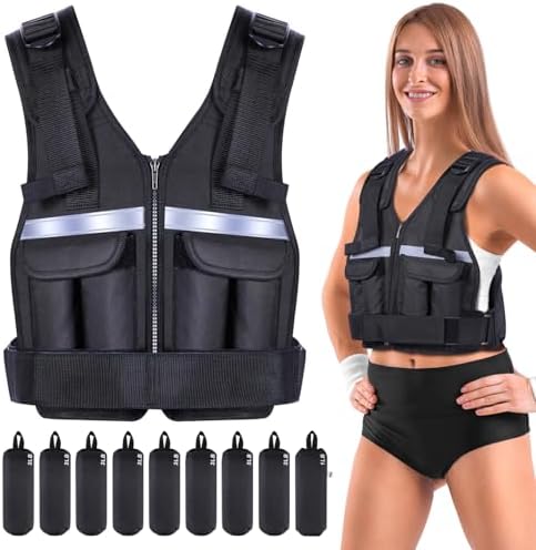 Adjustable Weighted Vest Weights Set: Sportneer 2-18 lbs/2-40 lbs Body Weight Vests 16 In 1 Fast Adjust Running Vest for Men Women Gym Home Workout Fitness Strength Training 2-18/40 lbs Removable