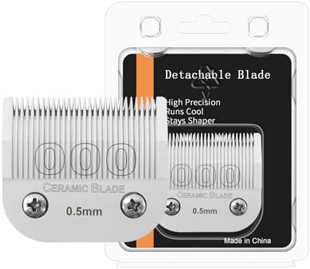 000 Professional Detachable Replacement Ceramic Blades 0.5mm, Compatible with Most Andis, Oster A5 Series Scissors. Cutting Length 1/50 -Inch(0.5mm)