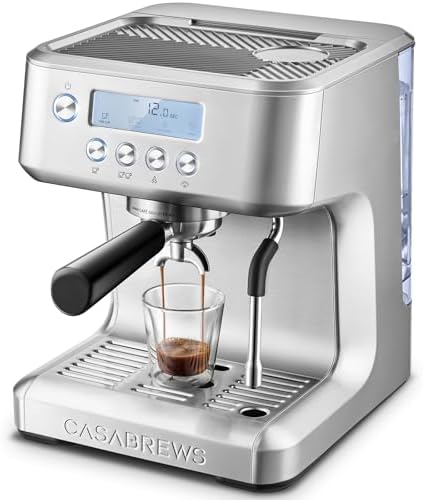 CASABREWS Ultra Espresso Machine with LCD Display, Powerful Milk Frother and Customizable Brewing Temperature, Provides Barista-Level Lattes and Cappuccinos