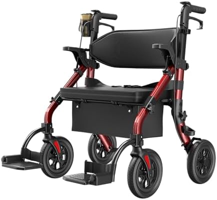 Walkers for Seniors Z59, 2 in 1 Walker Wheelchair Combo, 400 LBS Weight Capacity, 10" All Terrain Rollator with Extra Wide Seat & Backrest, Heavy Duty Rollator with Cup Holder,FSA HSA Eligible