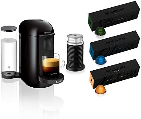 Nespresso VertuoPlus Coffee and Espresso Maker by Breville Aeroccino, Ink Black AND