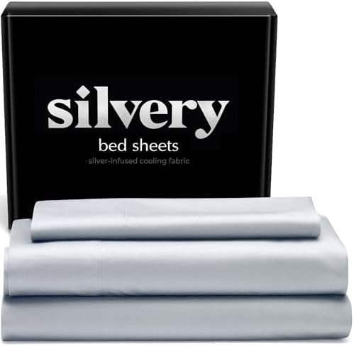Silvery Silver Infused Bed Sheets Set - Award-Winning Self-Cooling Fabric with Self-Cleaning Silvery Technologyâ„¢ That Stays Fresh 3X Longer for Hygienic Sleep (Gray, Twin)