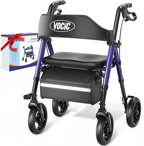 Walkers for Seniors, Z21 Rollator Walker with Seat Supports 350lb, 8" Big Wheels for All Terrain, Ergonomic Arc Seat & 6" Ultra Backrest Foldable Walker, Dual Height Adjustment, Lightweight 2025