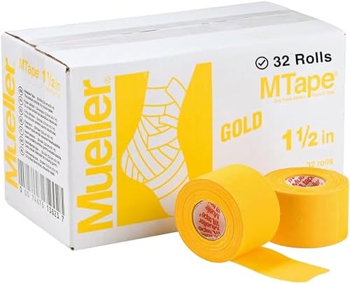 MUELLER Sports Medicine MTape Rolls Team Pack, Quality Athletic Tape, Easy to Tear for Fast & Effective Taping, 1.5" x 10 Yards Per Roll, 32 Rolls
