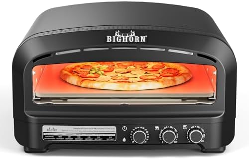BIG HORN OUTDOORS Pizza Oven Indoor, 14" Electric Countertop Pizza Oven with 6 Modes, Heats up to 800°F Pizza Maker, Flip-Up Design Pizza Cooker for Home Kitchen, Restaurants, Parties
