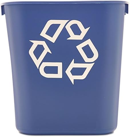 Rubbermaid 295573BE Small Deskside Recycling Container, Rectangular, Plastic, 13.625qt, Blue