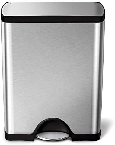 simplehuman 50 Liter / 13.0 Gallon Rectangular Kitchen Step Trash Can, Brushed Stainless Steel