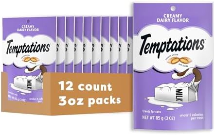 TEMPTATIONS Classic Treats for Cats Creamy Dairy Flavor 3 Ounces (Pack of 12)