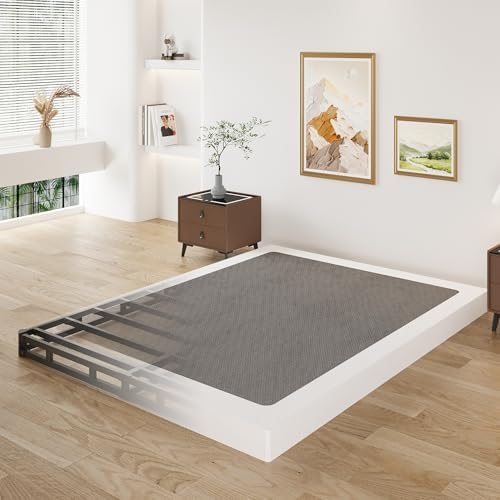 3 Inch King Box Spring Low Profile, Heavy Duty Metal King Size Box Spring Bed Base with Fabric Cover, Mattress Foundation, Noise Free, Easy Assembly