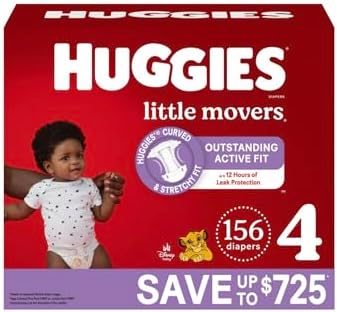 Huggies Little Movers Diapers, Size 4-22-37 Pounds (156 Count)