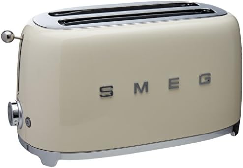Smeg 50's Style Retro Aesthetic 4 Slice Toaster 6 Presets with 2 Extra Wide Slots, Cream