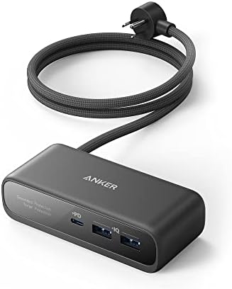 Anker USB C Power Strip, 521 Power Strip with 3 Outlets and 30W USB C Charger for iPhone14/13,5 ft Extension Cord, Power Delivery High-Speed Charging Station for Dorm Room, Office, and Home