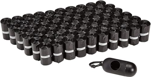 Amazon Basics Dog Poop Bags with Dispenser, 600 Count, Enhanced for Guaranteed Leakproof, Unscented, Includes Leash Clip