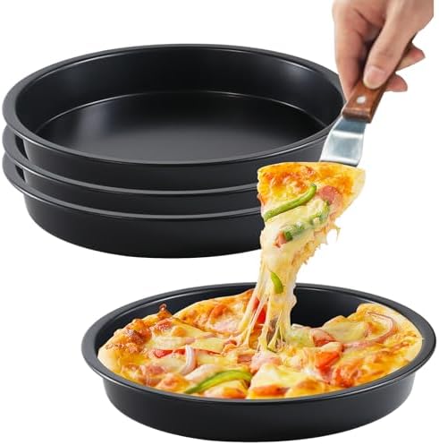 4 Pack Non-Stick Dish Pizza Pan-Baking Pan Pizza Baking Tray- Heavy-Duty Pizza Dish Non-Stick Baking Sheet for Oven, Dishwasher Safe (7inch)