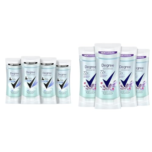 Degree Antiperspirant for Women Protects from Deodorant Stains Pure Clean Deodorant for Women 2.6 oz & Antiperspirant Deodorant 72-Hour Sweat and Odor Protection Lavender