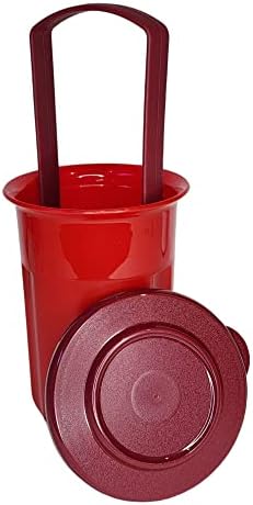 Tupperware Pick A Deli Pickle Mini Round 2 Cup Container with Strainer in Red and Wine