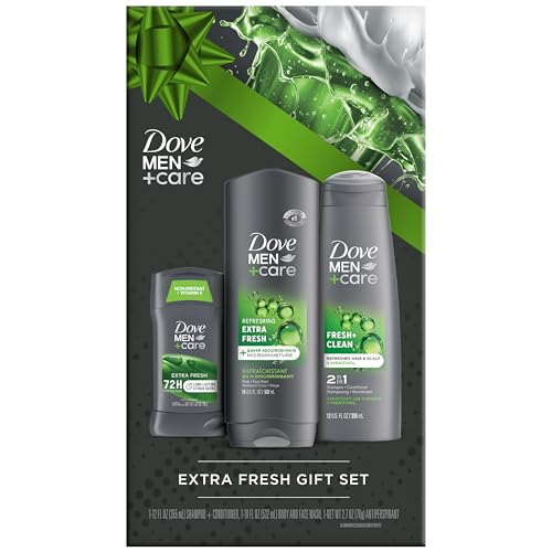 Dove Men + Care Bundle – Extra Fresh Body Wash & 72H Deodorant + Fresh + Clean 2-in-1 Shampoo and Conditioner, Citrus Scent (3 Piece Set)