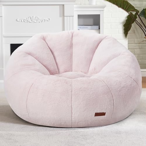 Hobestluk Bean Bag Chairs Large Bean Bag Couch for Adults Stuffed Sofa Chair Comfy Giant Bean Bag Chair with Spacious Design for Reading, Playing or Relaxing (Pink)