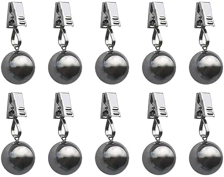 Heavy Duty Tablecloth Weights, Stainless Steel Balls with Rust-Resistant Clips, Weights for Curtain, Flag and Banner, 10 Pack