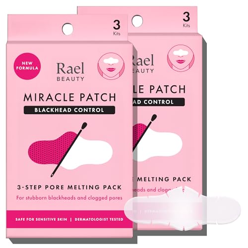 Rael Blackhead Remover, Miracle Patch Melting Pack, Nose Strips for Blackheads, Pore Cleansing and Soothing Sheets, 3 Step Kit, Sebum Removing Cotton Swabs, Dermatologist Tested