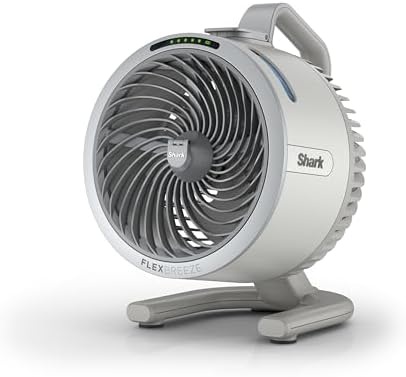 Shark FlexBreeze HydroGo Fan—Ultra-powerful portable fan with indoor + outdoor mist, Up to 70 feet of reach, corded & cordless, up to 12-hr. battery, 5 speeds, evaporative misting, Dove, FA052DV