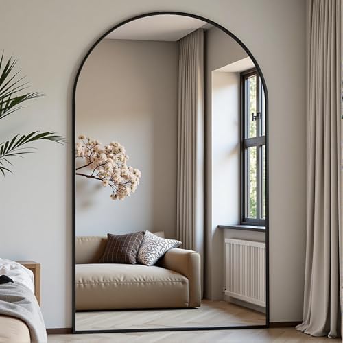 Arched Full Length Mirror, 81"x41" Large Floor Mirror with Stand, Oversized Full Body Mirrors for Leaning or Hanging, Wall Mounted Mirrors for Bedroom, Living Room,Dressing Room, Black