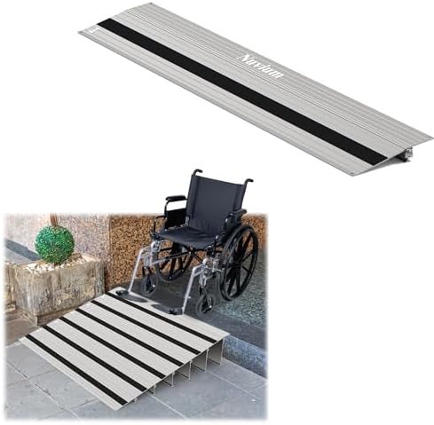 1" Rise Door Threshold Ramp with Updated Fixable Screws, Stable Portable Wheelchair Ramp for Home Steps, Aluminum Door Entry Ramps for Scooters, Power Chairs, Walkers, 800LBS Load Capacity