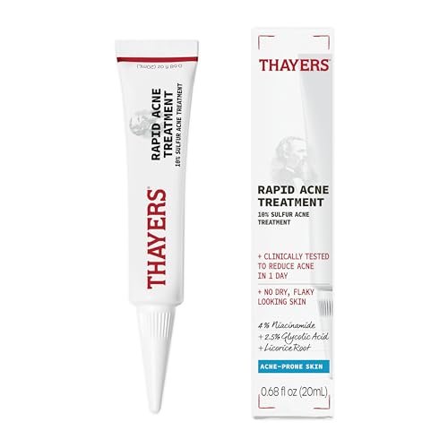 THAYERS Rapid Acne Treatment with 10% Sulfur, Sulfur Acne Treatment with Niacinamide and Glycolic Acid, Soothing and Non-Stripping Skin Care, 0.68 Fl Oz