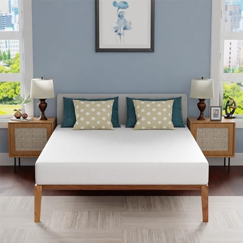 FDW | 8 Inch Queen Mattress | Medium Firm | Gel Memory Foam Mattress | White | Bed in a Box, CertiPUR-US Certified | Pressure Relief, Cooling Ventilated Foam | Washable Removable Cover
