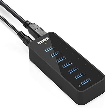 Anker Powered USB Hub for Laptop, 7 Ports USB 3.0 Data Hub, With 36W Power Adapter and BC 1.2 Charging Port for iPhone 7/6s Plus, iPad Air 2, Galaxy S Series, Note Series, Mac, PC, USB Flash Drives