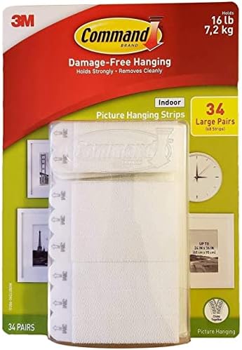 Command Indoor Picture Hanging Strips 34 Large Pairs, 68 Total Strips