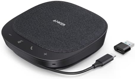 Anker PowerConf S330 USB Speaker, Conference Speaker for Home Office, Smart Voice Filter, Plug & Play, 4 Microphones for 360° Room Coverage, Clear Sound Profile