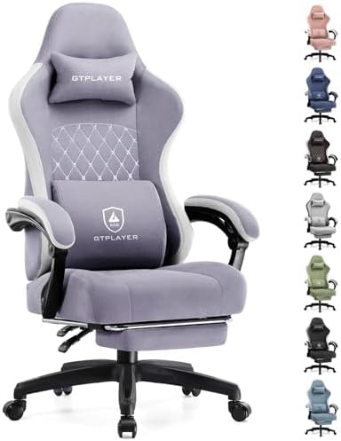 GTPLAYER Gaming Chair, Computer Office Chair with Pocket Spring Cushion, Linkage Armrests and Footrest, High Back Ergonomic Computer Chair with Lumbar Support Task Chair with Footrest