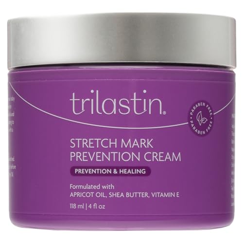 TriLASTIN Maternity Stretch Mark Prevention Cream - Paraben-Free, Hypoallergenic, and Safe for Pregnancy - Stretch Mark Formula for Pregnant Women - 4 Oz Belly Cream for Pregnant Women