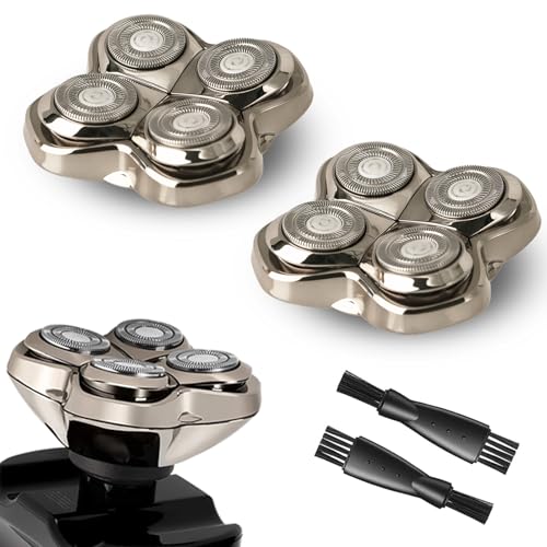 2Pack Pro 4 Shaver Replacement Heads for Skul Pitbulls Gold PRO, Silver PRO, Platinum PRO, Butterfly Kiss PRO Head Shavers, Floating 4 Heads for a Fast, Close and Smooth Shave.