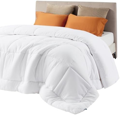 Bedsure Comforter Duvet Insert - Quilted Comforters Oversize Queen Size, All Season Duvet, Down Alternative Bedding, with 8 Tabs, Gifts for Women/Men, White, Oversize Queen 98 x 98 Inches