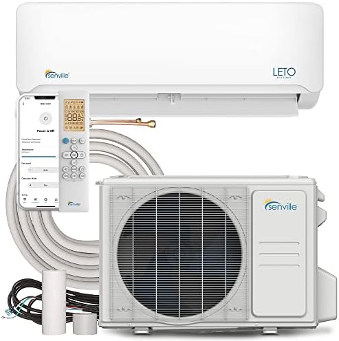 Senville LETO Series Mini Split Air Conditioner Heat Pump, 9000 BTU 208/230V, Inverter, Works with Alexa, 0.75 Ton, White