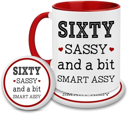 60th Birthday Gifts For Women - Gift For 60Th Birthday Woman - 60 Birthday Decorations For Her - Mothers Day Mug For Mom, Grandma, Wife - 60 Gift Ideas to Women - 60th Mug, Coaster For Female