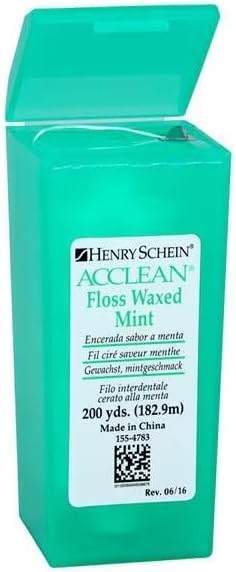 Acclean Dental Floss, Shred Resistant Nylon, Waxed, 200 Yards of Dental Floss, Mint Flavored, Office Size, Pack of 6