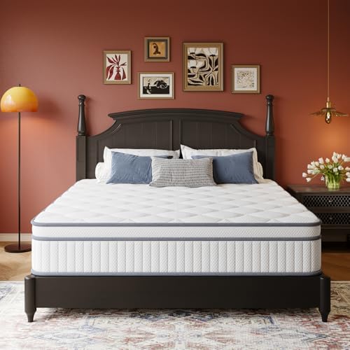 Queen Mattress, 12 Inch Queen Size Mattresses in a Box, Hybrid with Gel Memory Foam and Pocketed Springs for Motion Isolation & Enhanced Support, Medium Firm, CertiPUR-US Certified